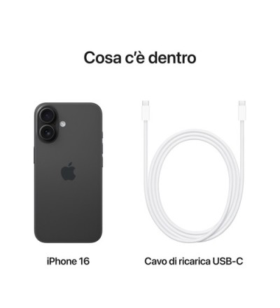 APPLE Apple iPhone 16 128GB 6.1 Black MYE73QL/A Garanzia Italia