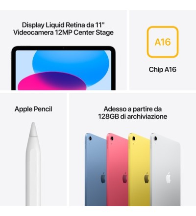 APPLE Apple iPad 11 WiFi 128GB Colore Argento Garanzia Italia