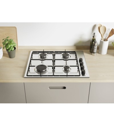 Candy Candy CHW6LBX Piano Cottura Gas 4 Fornelli da Incasso Acciaio Inox 59.5 cm Accensione Elettronica