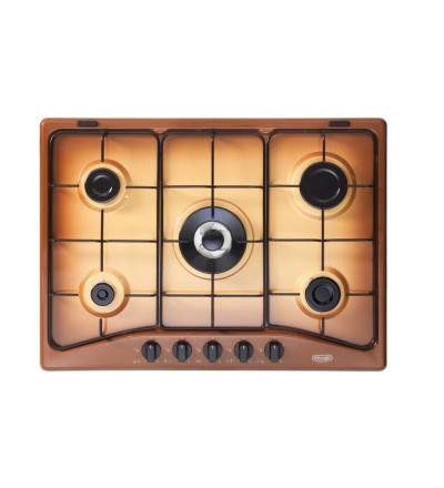 De’Longhi De'Longhi Piano Cottura Gas YTF57ASV 5 Fornelli da Incasso 70 cm Marrone con Wok