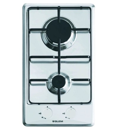 Glem Gas Glem Gas piano cottura a gas 2 fornelli 30 cm da incasso acciaio inox 4000W