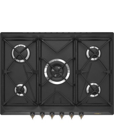 SMEG Smeg SRV876AOGH Piano di cottura gas 5 fuochi 68.5 cm antracite wok stile coloniale da incasso