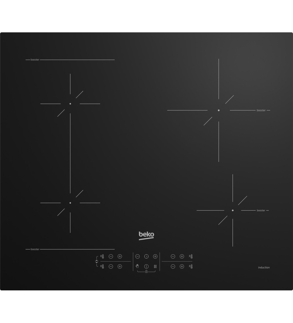 BEKO Beko Piano cottura a induzione 4 fornelli 59 cm da incasso nero touch control