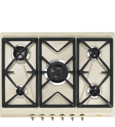 SMEG Smeg Piano cottura a gas 5 fuochi con wok da incasso 68.5 cm crema SRV876POGH