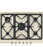 SMEG Smeg Piano cottura a gas 5 fuochi con wok da incasso 68.5 cm crema SRV876POGH