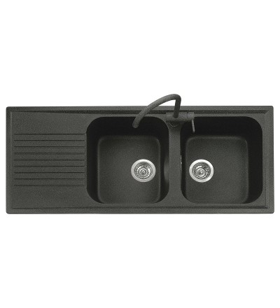 Plados Plados Lavello Atlantic 116-20 Microultragranit Nero 2 Ciotole