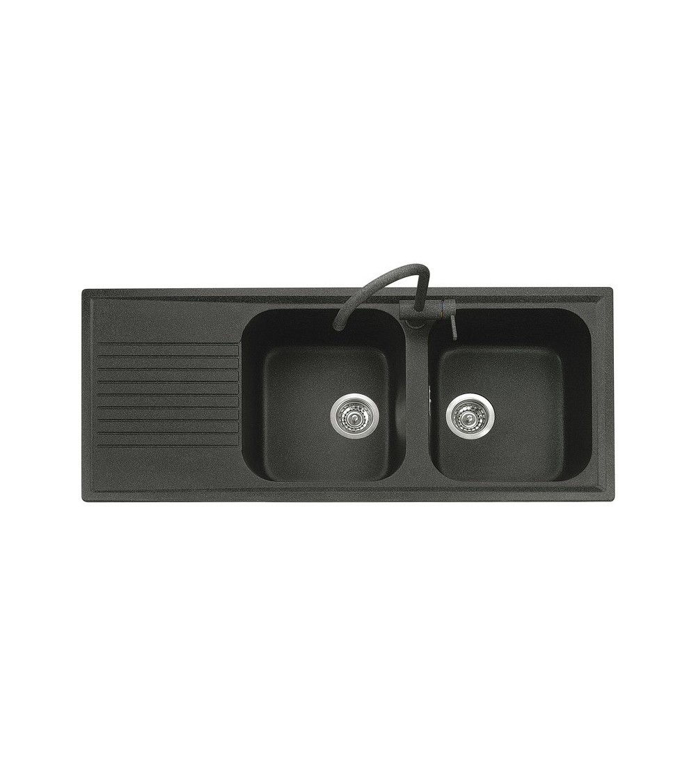 Plados Plados Lavello Atlantic 116-20 Microultragranit Nero 2 Ciotole