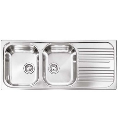 Plados Plados Lavello Montato su Piano Acciaio Inox 2 Ciotole