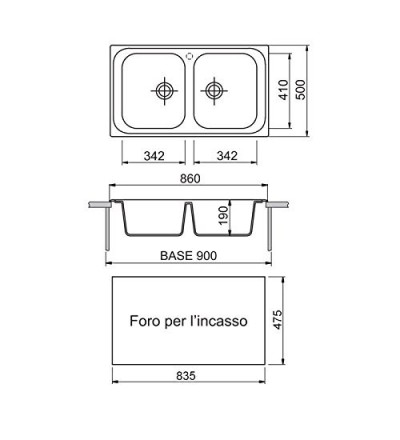 Plados Plados Lavello OLYMPUS 8620 Acciaio Inox Satinato 80cm