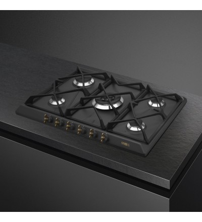 SMEG Smeg SRV876AOGH Piano di cottura gas 5 fuochi 68.5 cm antracite wok stile coloniale da incasso