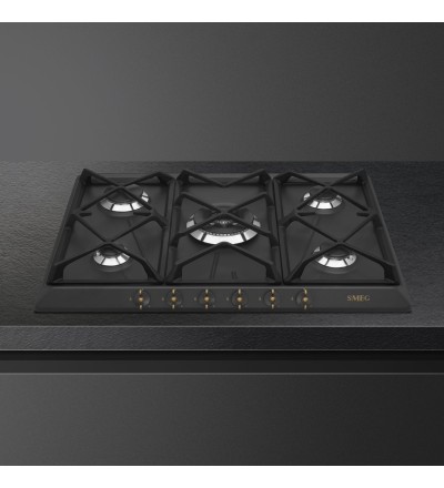 SMEG Smeg SRV876AOGH Piano di cottura gas 5 fuochi 68.5 cm antracite wok stile coloniale da incasso