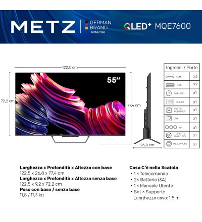 METZ Metz TV 55 QLED+ Smart TV 4K UHD con Google TV