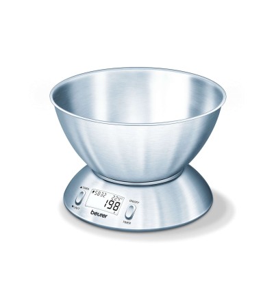 Beurer Beurer KS54 Bilancia da Cucina Digitale con Timer e Ciotola in acciaio