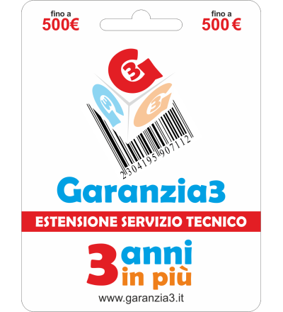  GARANZIA3 – 3 anni in più 500 Massimale di Euro 500,00 3 anni (36 mesi) di estensione oltre la garanzia legale