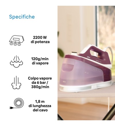Braun Braun Ferro Da Stiro Con Caldaia Carica Continua 1.7 Lt 2400w Viola