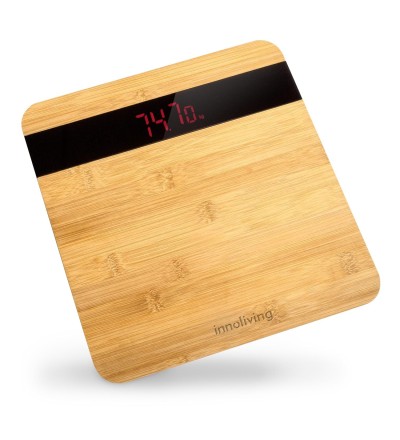 Onebby Innoliving Bilancia Digitale Pesapersona in Bambù, Design Naturale ed Elegante, Display LCD,