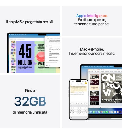 APPLE Apple MacBook Air 13 M5 10 Core CPU 10 Core GPU 16GB 1TB Colore Starlight Garanzia Italia