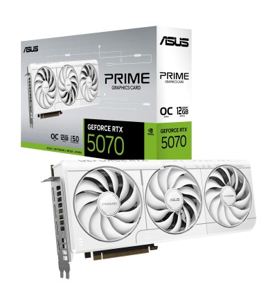  ASUS PRIME GeForce RTX 5070 OC Edition 12GB GDDR7 Bianca Scheda Video PCIe 5.0 192 Bit 3 Ventole Axial Tech HDMI 2.1 DisplayPor